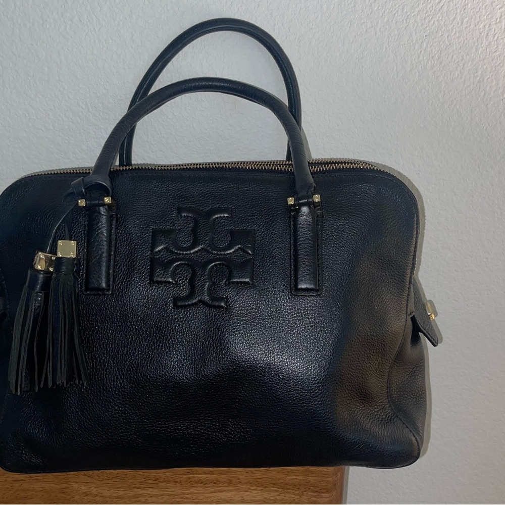 Tory Burch Black Pebbled Leather Satchel